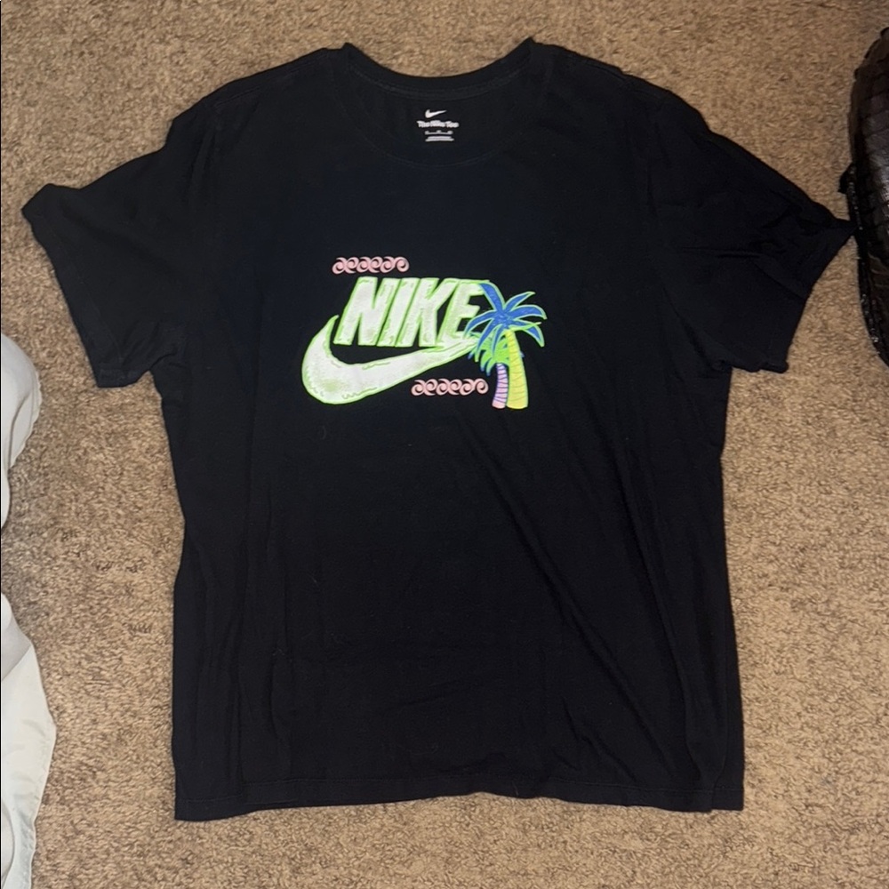 Nike Black Tee with Vibrant Palm Graphic